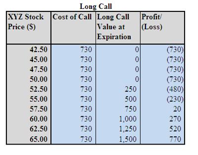 Long Call Options Example